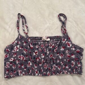 Blush Floral Red and Gray Crop Top